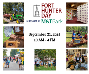 Fort Hunter Day September 21, 2025 Images of tractor, wood carving, family games, vintage cooking, corn shucking, quilts