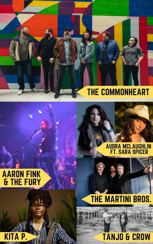 Proudly PA Website Proudly PA Entertainers for 2025 Festival: The Commonheart, Aaron Fink & The Fury, Kita P., Audra McLaughlin featuring Sara Spicer, The Martini Brothers, Tanjo and Crow.