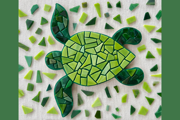 Mosaic Art Piece that looks like a sea turtle