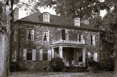 black and white photo of the mansion